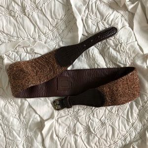 Anthropologie beaded leather belt small
